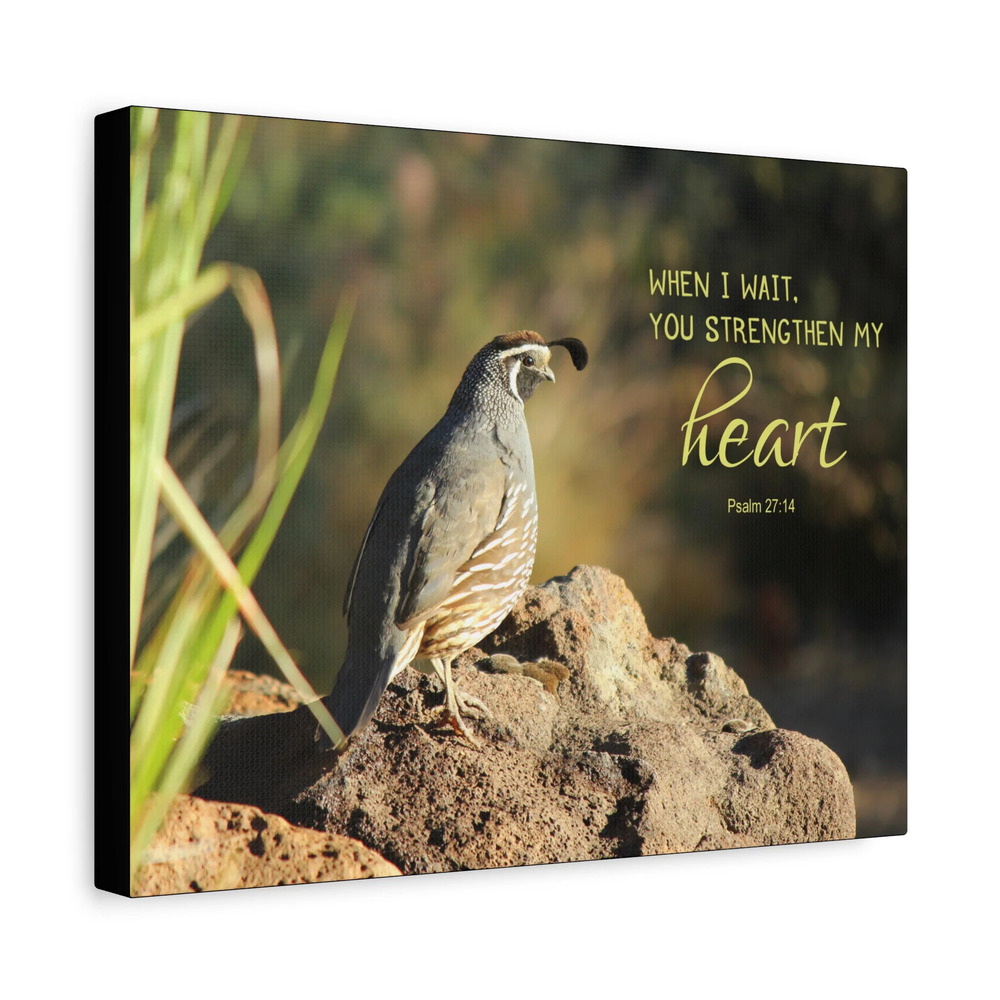 Scripture Canvas Strengthen My Heart Psalm 27:14 Christian Wall Art Bible Verse